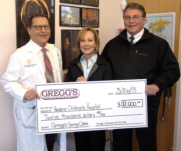 Dr. Robert Klein, Pediatrician-in-Chief, Bobbie and Bob Bacon, owners of Gregg’s Restaurants 